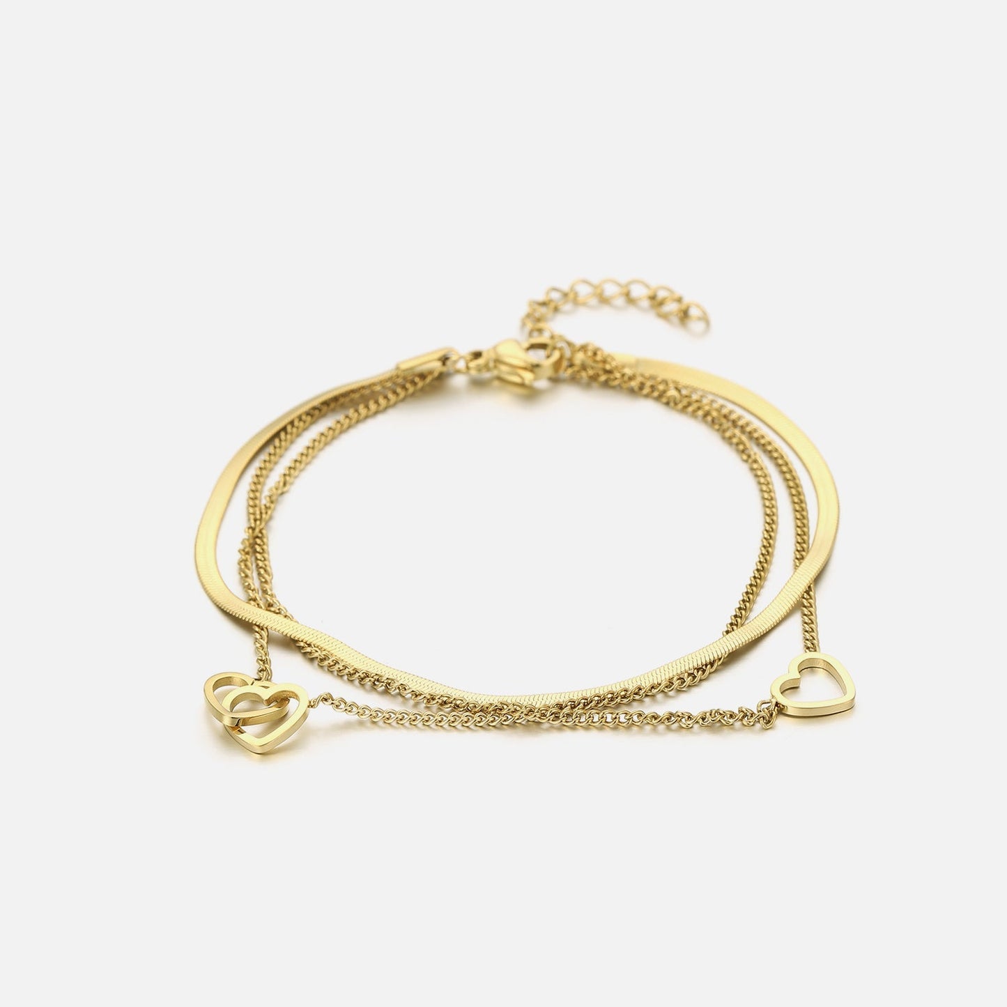 Armband drielaags hart goud