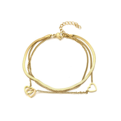 Armband drielaags hart goud