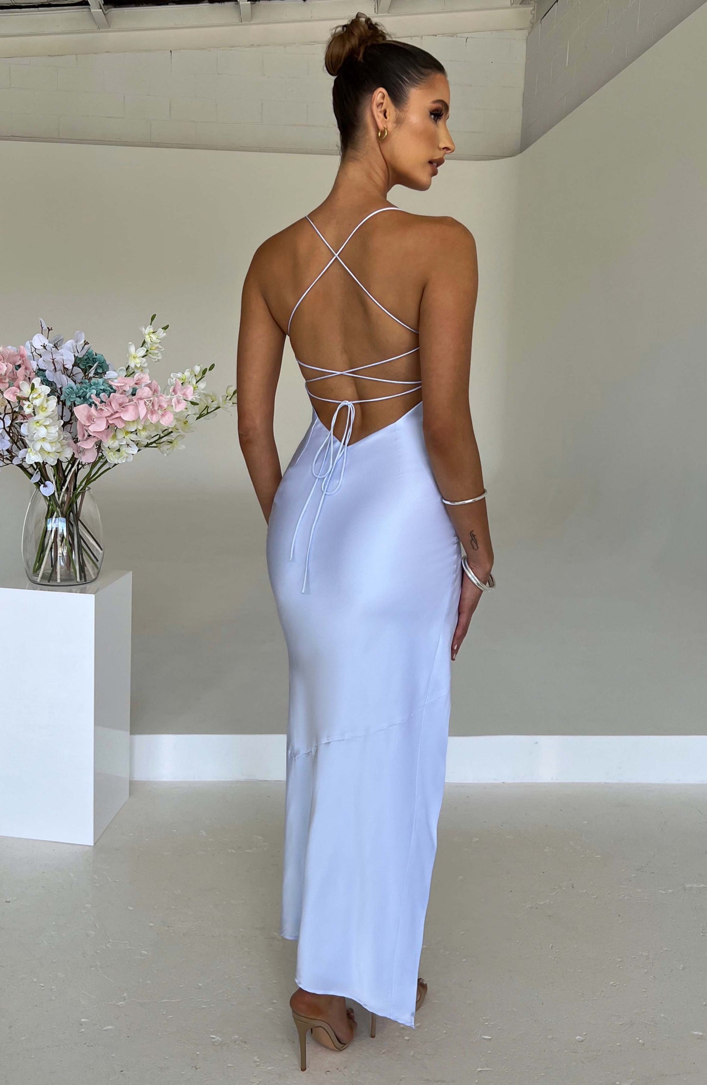 Noir Satin Maxi Jurk