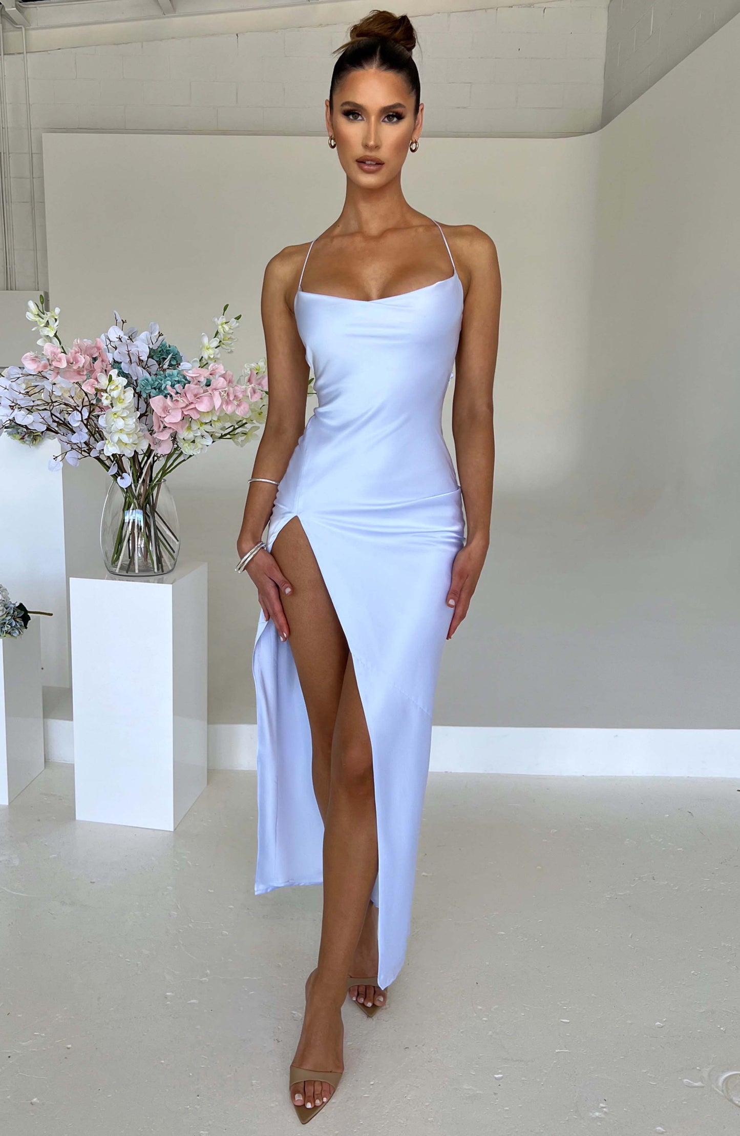 Noir Satin Maxi Jurk