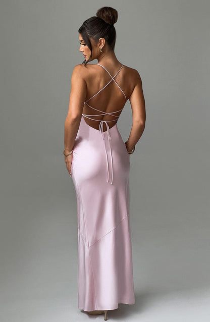 Noir Satin Maxi Jurk