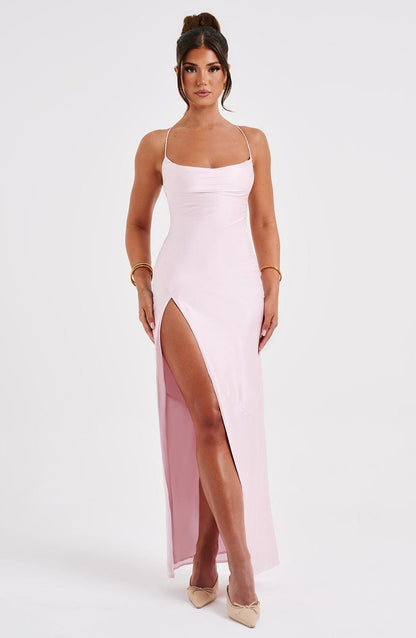 Noir Satin Maxi Jurk