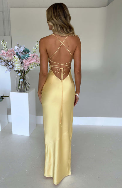 Noir Satin Maxi Jurk