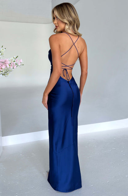 Noir Satin Maxi Jurk