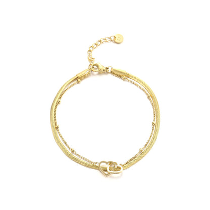 Dubbel goud hartje armband