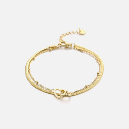 Dubbel goud hartje armband